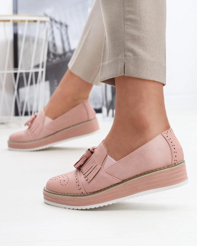 Ružové dámske poltopánky na nízkom podpätku Veolita- Obuv