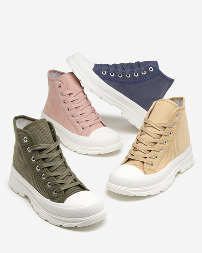 Ružové dámske vysoké rebrované tenisky Somali - Obuv