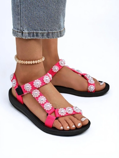 Sandali Livia Rosa – Udobni ženski sandali Royalfashion z bisernimi okrasnimi kamenčki
