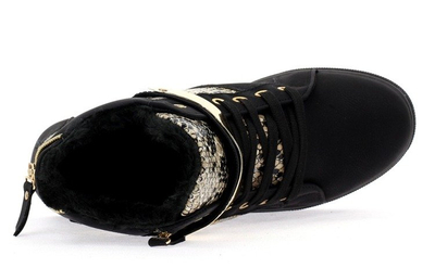 Czarne sneakersy ze złotą ozdobą - Obuwie