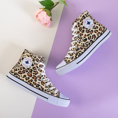 Svetlohnedé dámske vysoké tenisky s leopardím vzorom Inter - Shoes