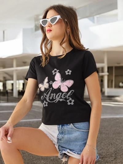 Royalfashion Ženské bavlnené tričko Motýľ