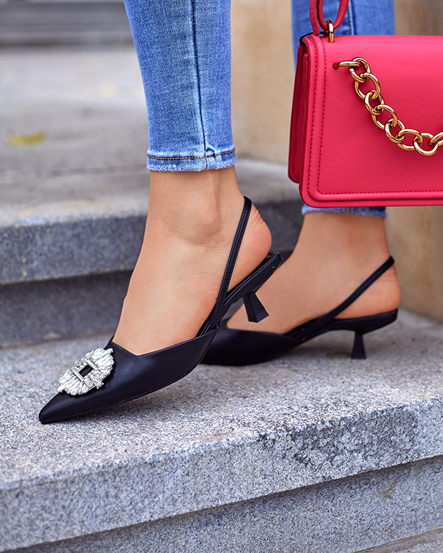 Čierne dámske sandále a'la vysoké opätky Arga - Obuv