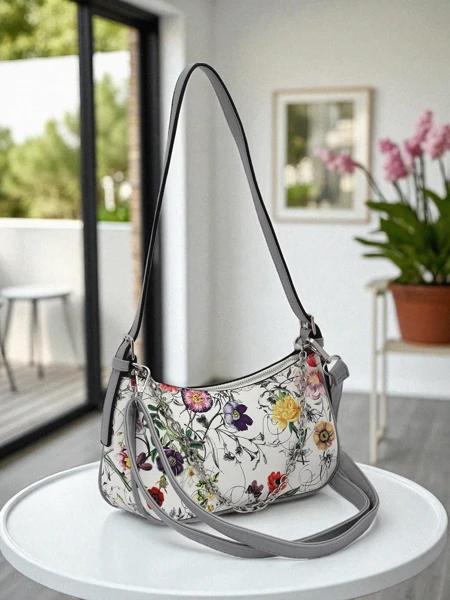 Royalfashion Malá dámska kabelka z ekokože s kvetinovou potlačou Lily Bloom