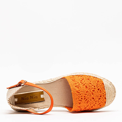 Oranžové sandále espadrilky s prelamovaným zvrškom Ázia - Obuv