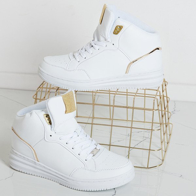 Białe buty sportowe ze złotymi elementami Alto - Obuwie