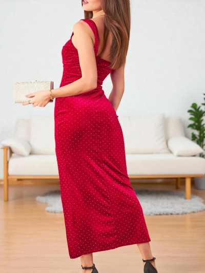 Royalfashion Ženské midi šaty s ozdobnými kameny