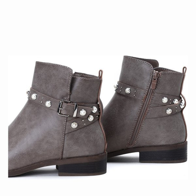 Sztyblety z perełkami w kolorze khaki Elisa - Obuwie