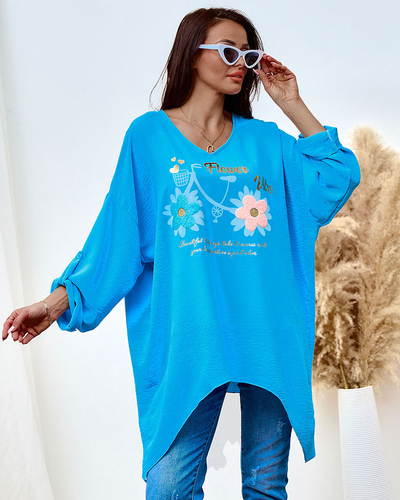 Royalfashion Dlhšia dámska blúzka s potlačou