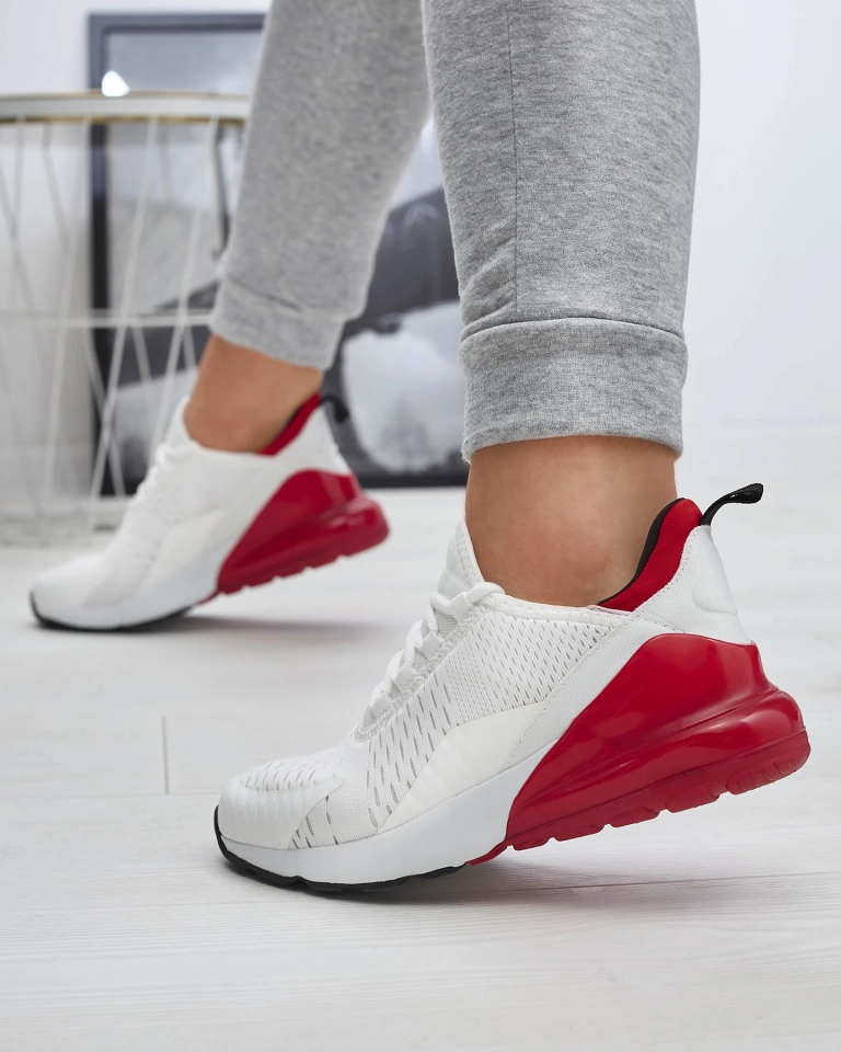 Bielo-červená dámska textilná športová obuv Tayrio- Footwear