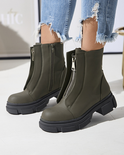 Dámske zateplené tmavozelené vysoké čižmy Slovys- Obuv