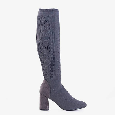 Šedé dámske čižmy a'la balladyna sock - Obuv