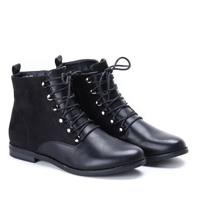 Czarne botki na płaskim obcasie Lucky Black - Obuwie