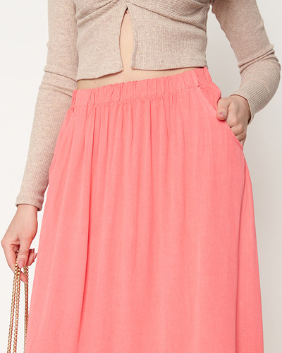 Dámska koralová sukňa do pol lýtok - Oblečenie