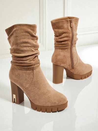 Ženski eko semiš gležnarji s peto BrambleDusk