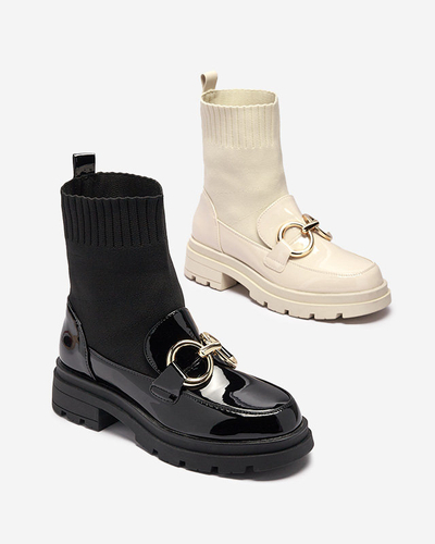 OUTLET Čierne dámske čižmy s ponožkou Accioi- Obuv