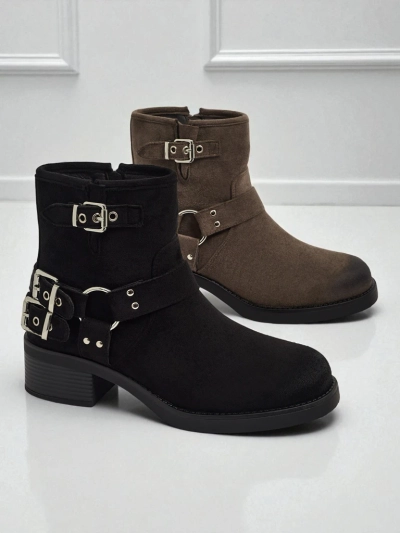 Ženski gležnarji iz eko semiša s sponkami Valtos