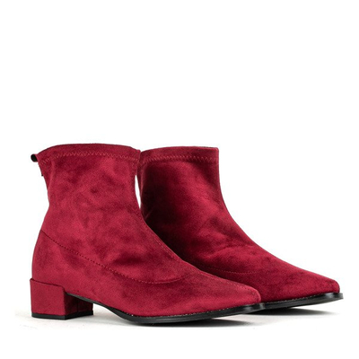 Bordowe botki na płaskim obcasie Tanith - Obuwie