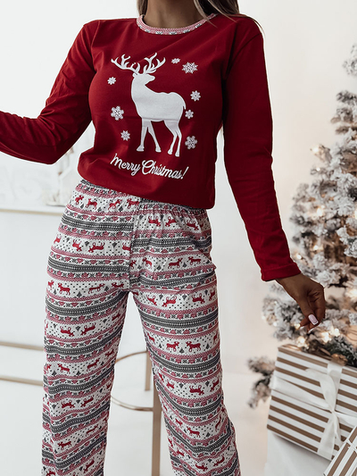 Royalfashion Dámske vianočné pyžamo v červenej farbe