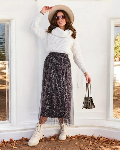 Royalfashion Vzorovaná midi sukňa pre ženy s tilom