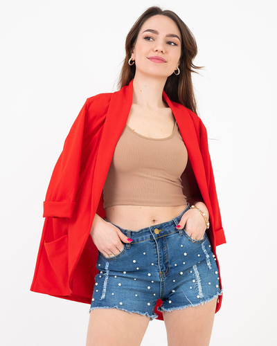 Dámsky koralový plášť bez zapínania - Oblečenie