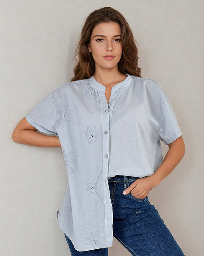 Royalfashion Dámska oversize košeľa s výšivkou