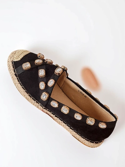 Čierne dámske espadrilky s kryštálmi Wamba - Obuv