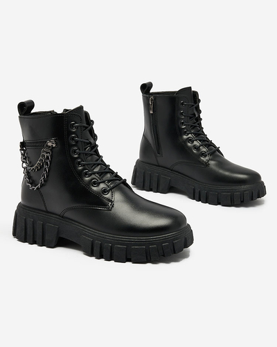 Royalfashion Dámske bagger čižmy z ekokože v čiernej farbe Stiifer