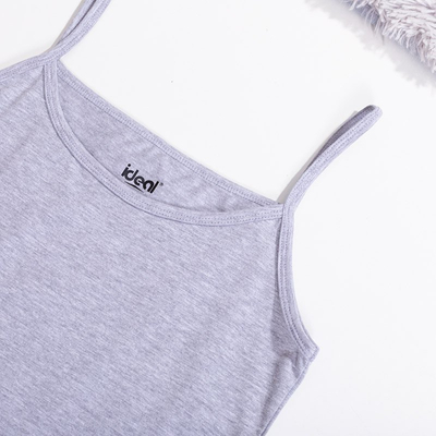 Dámsky sivý top s tenkými remienkami PLUS SIZE - Oblečenie