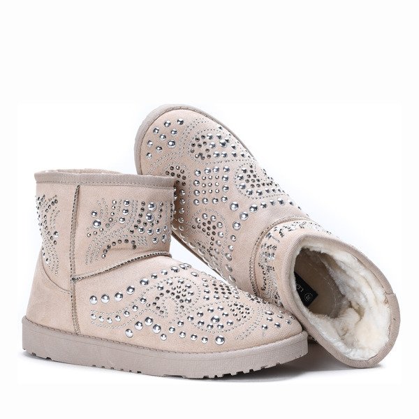 Beżowe mukluki z dżetami Elliot- Obuwie