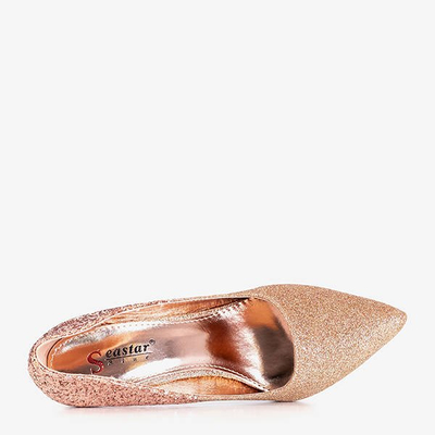 Vysoké podpätky z ružového zlata s trblietkami Florianna - Obuv