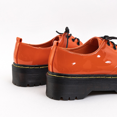 Oranžové dámske lakované šnurovacie topánky Belita - Obuv