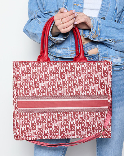 Dámska červená shopper taška s potlačou - Doplnky