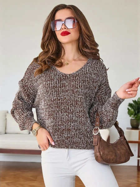 Royalfashion Dámsky sveter s lesklou niťou