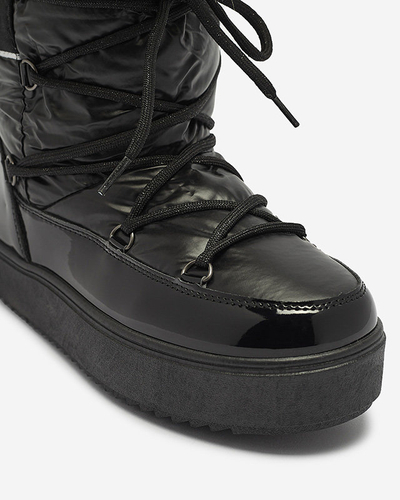 OUTLET Čierne dámske lakované topánky a'la snow boots Luccav- Obuv