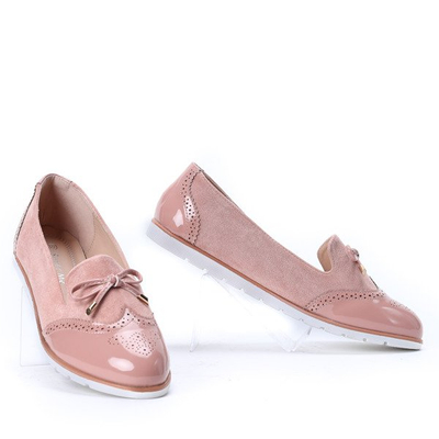 Różowe mokasyny z kokardką Julia - Obuwie