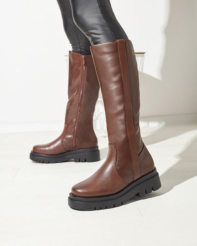 OUTLET Tmavohnedé dámske nadkolienky z ekokože Roterika - Obuv