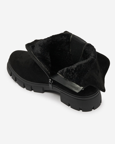 Royalfashion Čierne dámske čižmy s ozdobným remienkom Dafflo