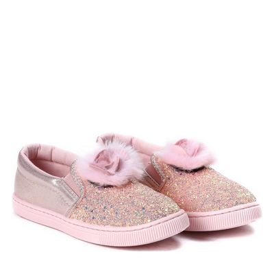 Dziecięce różowe slip on z kwiatkiem Sonia- Obuwie