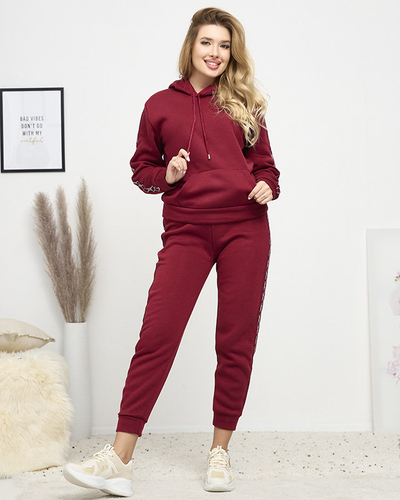 Dámska zateplená mikinová súprava bordovej farby - Oblečenie
