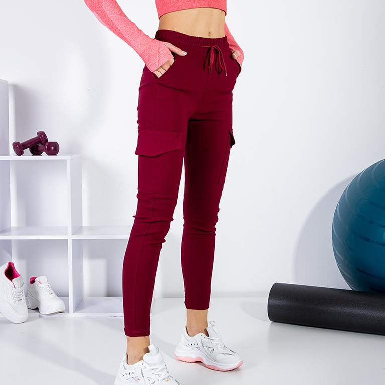 Červené dámske nákladné nohavice s vreckami - Oblečenie