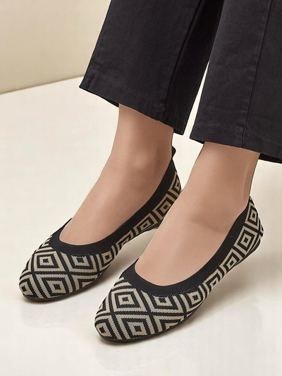 Royalfashion Textilné dámske balerínky s geometrickou potlačou Metric