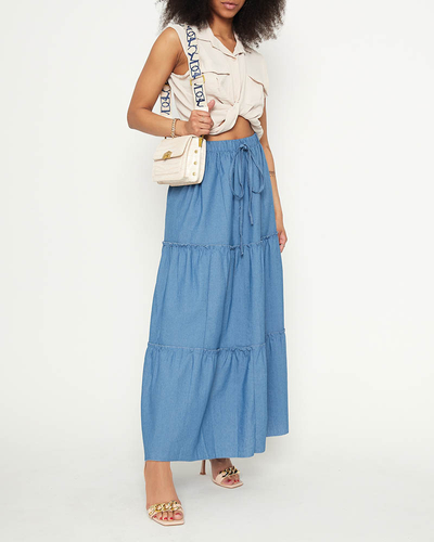 Svetlomodrá dámska midi sukňa - Oblečenie