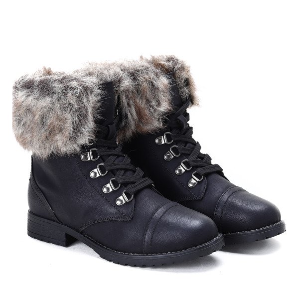 Czarne ocieplane trapery Ava - Obuwie