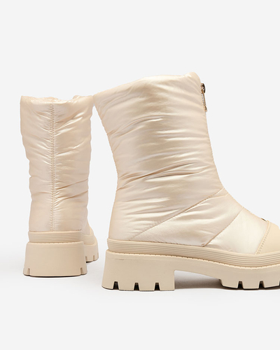 Royalfashion Dámske čižmy Tainve Beige na plochom podpätku