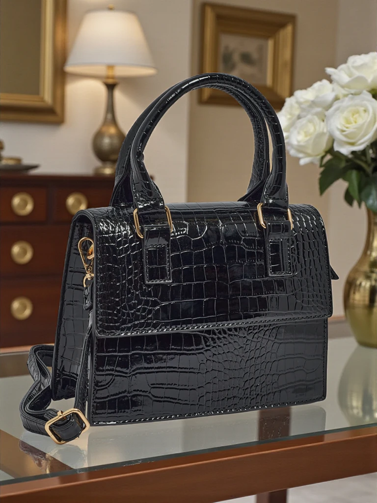 Lakirana majhna ženska torbica iz eko usnja Veluna