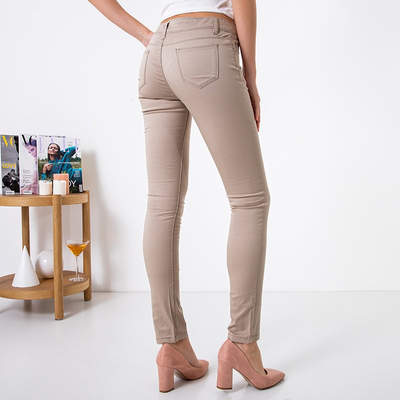 Dámske rovné nohavice khaki farby - Oblečenie