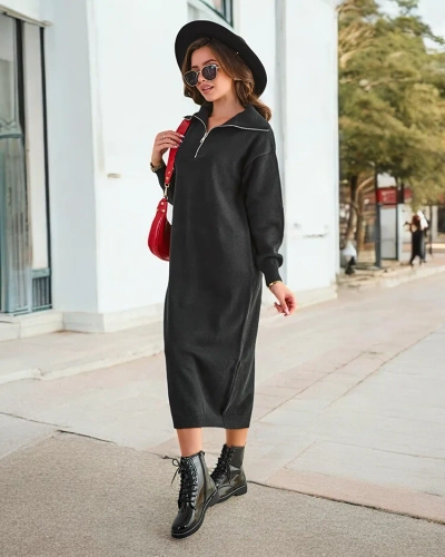 Royalfashion Dlhý sveterový šaty pre ženy