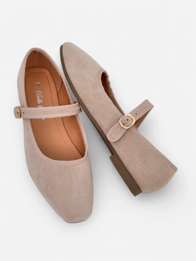 Royalfashion dámske balerínky z eco semišu s remienkom Ernie