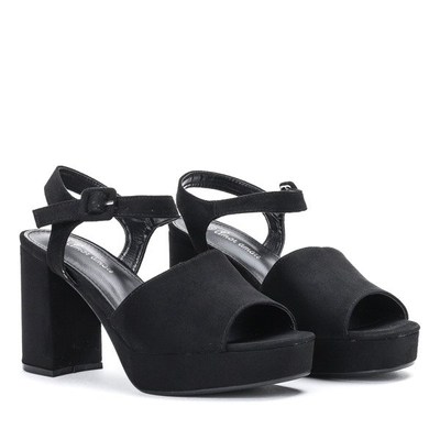 Černé sandály na tlustém sloupku Claris - Boty 1